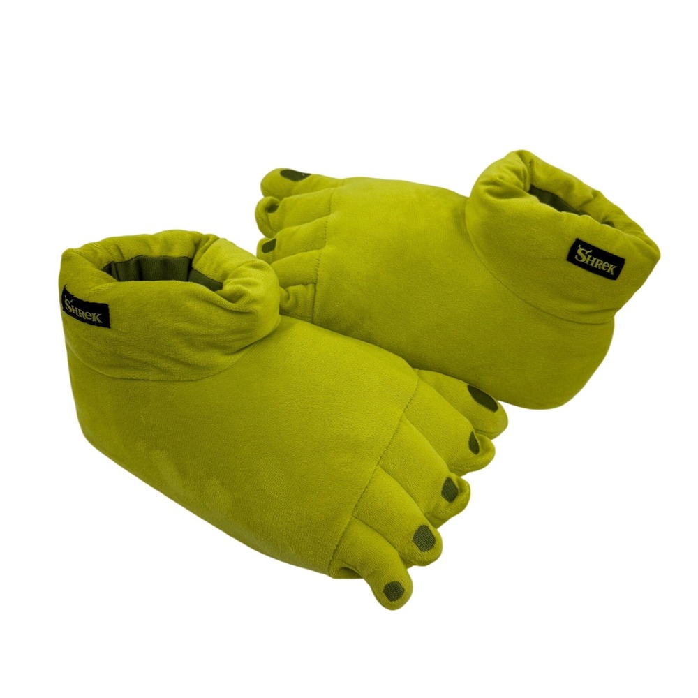 Shrek Ogre Feet Plush Slippers Lime Green Novelty House Shoes Size S/M HEF139792